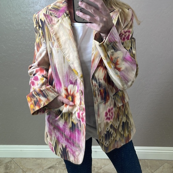 Robert Graham Multicolored 2 Button Floral Velvet Blazer Size 6 - Picture 6 of 13